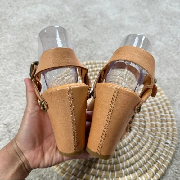 Kork-Ease Women’s Deborah Leather Studded Sandals Heeled Chunky in Tan 10 - Picture 8 of 16